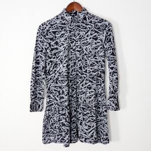 Kate Spade Shirt Dress Black White Abstract Print Size M Art Gallery